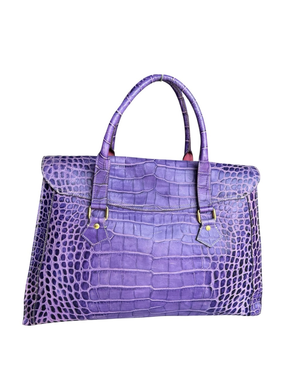 Rare Dooney & Bourke Alto Vintage Large Satchel Crocodile Embossed Leather Italy - Picture 7 of 15